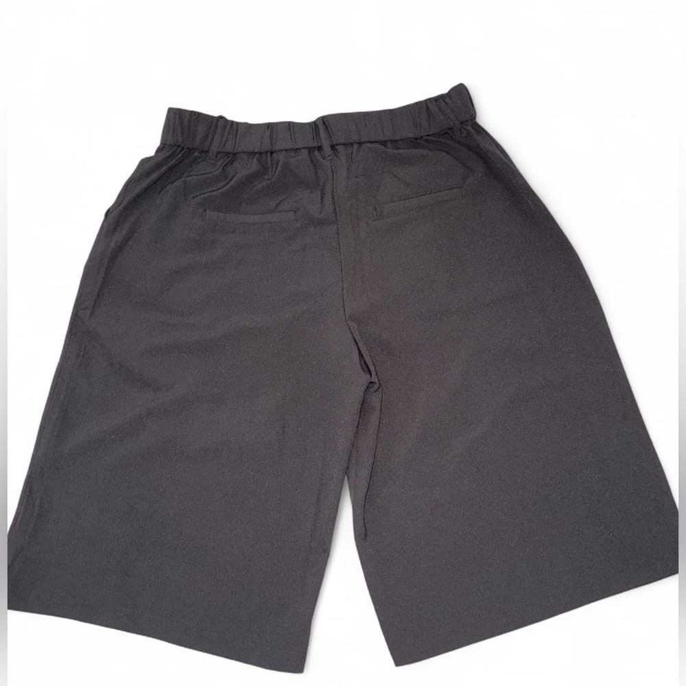 Hunter & Brown Black Bermuda Shorts High Waist Pleated Elastic Back L - Picture 6 of 11